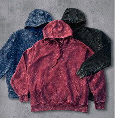 Pack of 4 Unisex Acid/stone wash pre shrunk 100% Cotton hoodie Size L