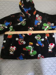 Super Mario Pullover Quilted Plush Fleece kidcore Hoodie Black Size ” One Size”