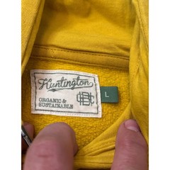 Huntington Mens Mustard Yellow Organic Cotton Hoodie Sweatshirt Large HF9J77GOL