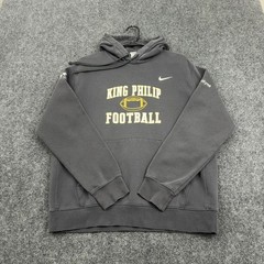 King Philip Football Nike Hoodie Mens L Grey Cotton Fleece Pullover Sports Style