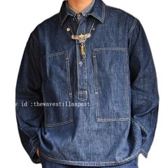 Mens Denim Pullover Smock Work Shirt – American Retro Cargo Military Style