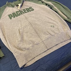 Men’s Green Bay Packers Nfl Zip Up Sz XL Jacket Cotton Gray Good Condition