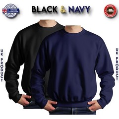 Mens Sweatshirt 2 Pack Heavy Blend Crew Neck Plain Jumper Pullover High Quality