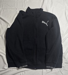 Puma Black Fleece Full Zip Collared Sweatshirt Jacket w/ Pockets Logo 2XL