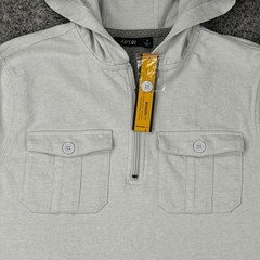 NEW Apt 9 Men’s Small Light Gray Quarter Zip Hooded Pullover Shirt Modern Fit