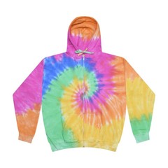 Tie Dye Zip Up Hoodies, Adult S to XXXL 80% Cotton, L/S, Pockets, Zipper
