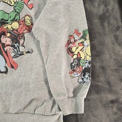 Marvel Comics Retro Avengers Sweatshirt Gray Pullover Graphic Sleeve Large L