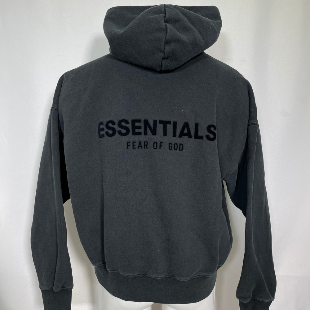 Fear of God Essentials Stretch Limo Black Oversized Fleece Hoodie Men’s MEDIUM