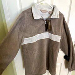 Taylor & Henry Men’s Colorblock Fleece 1/4 Zip Mock Neck Sweatshirt M Brown
