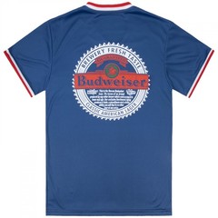 Budweiser Brewery Stamp Front and Back Contrast V-Neck Jersey Blue