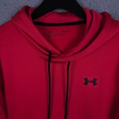 Under Armour Hoodie Mens Small Red Loose Fit Fleece Hooded Sweatshirt Active Gym