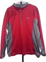 North Face Size XL 1/4 Zip Red and Gray Long Sleeve * See Description