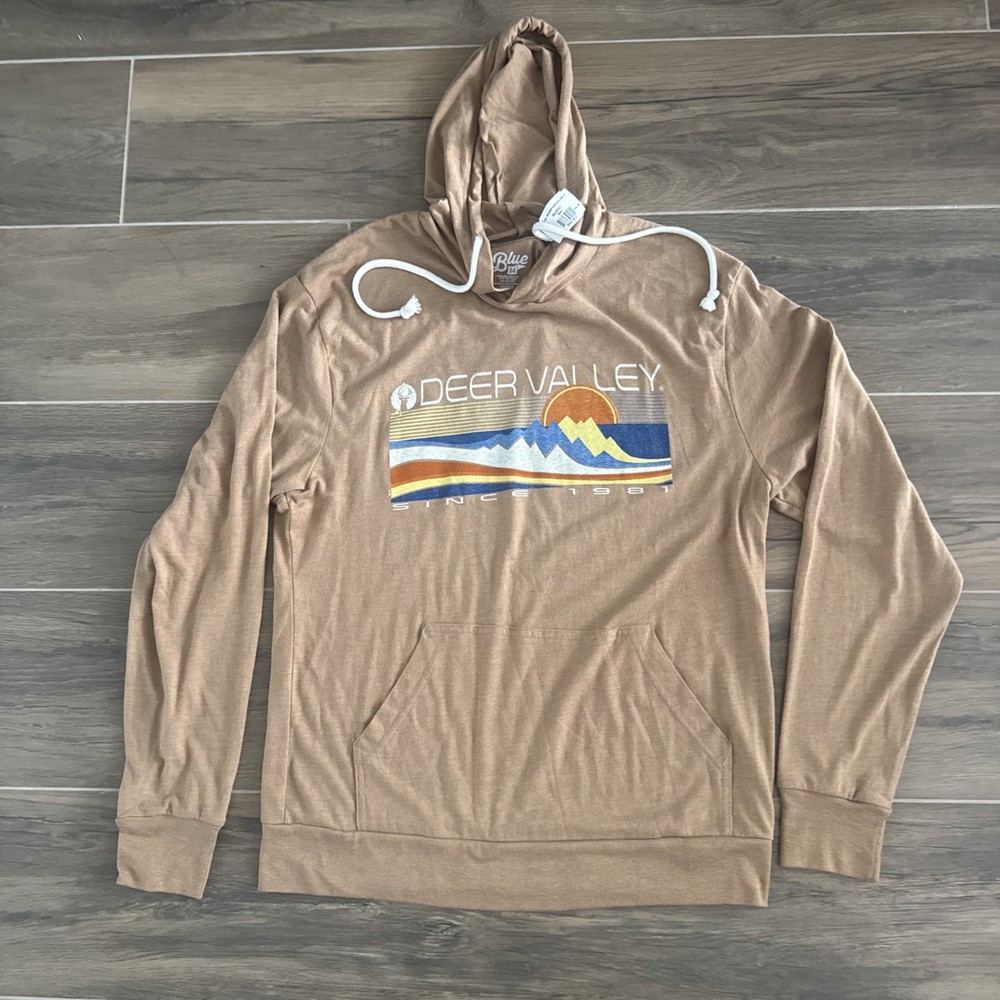 Deer Valley Ski Resort Logo Cotton Poly Rayon Blend Lightweight Hoodie Mens Med
