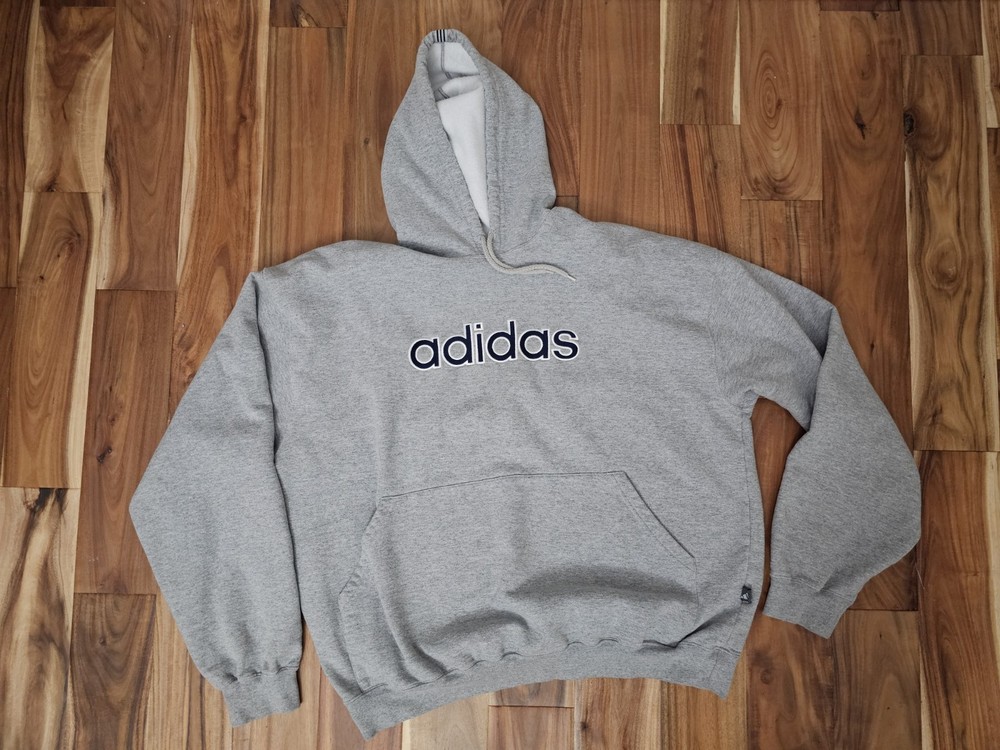 VINTAGE Adidas Sweatshirt Hoodie Size 2XL Gray All Seasons Mens Fleece