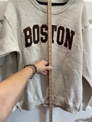New York Popular, Boston, Sweatshirt Size Medium, Beige Brown Cotton Polyester
