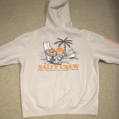 Salty Crew Men’s White Pullover Hoodie Graphic Logo Pockets Regular M