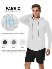 Men Athletic Shirt Workout Running Long Sleeve Shirt Hoods hoodie Quick Dry Cool