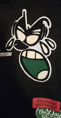 FIRST ROW Spring Break All Over Patch Hoodie Black – Street Wear Fashion Sz S