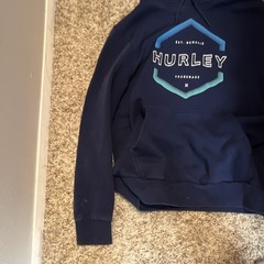Hurley Men’s Blue Graphic Print Pullover Hoodie Drawstring Hood Pockets Sz S