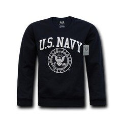 Blue United States US Navy Emblem USN Military Crewneck Fleece Pullover Sweater