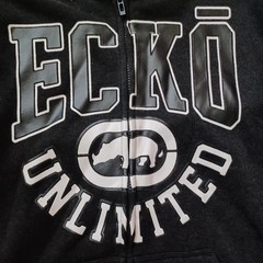 Ecko Unltd Hoodie Mens Medium Gray Full Zip Sweatshirt Logo Front Sleeve NWT