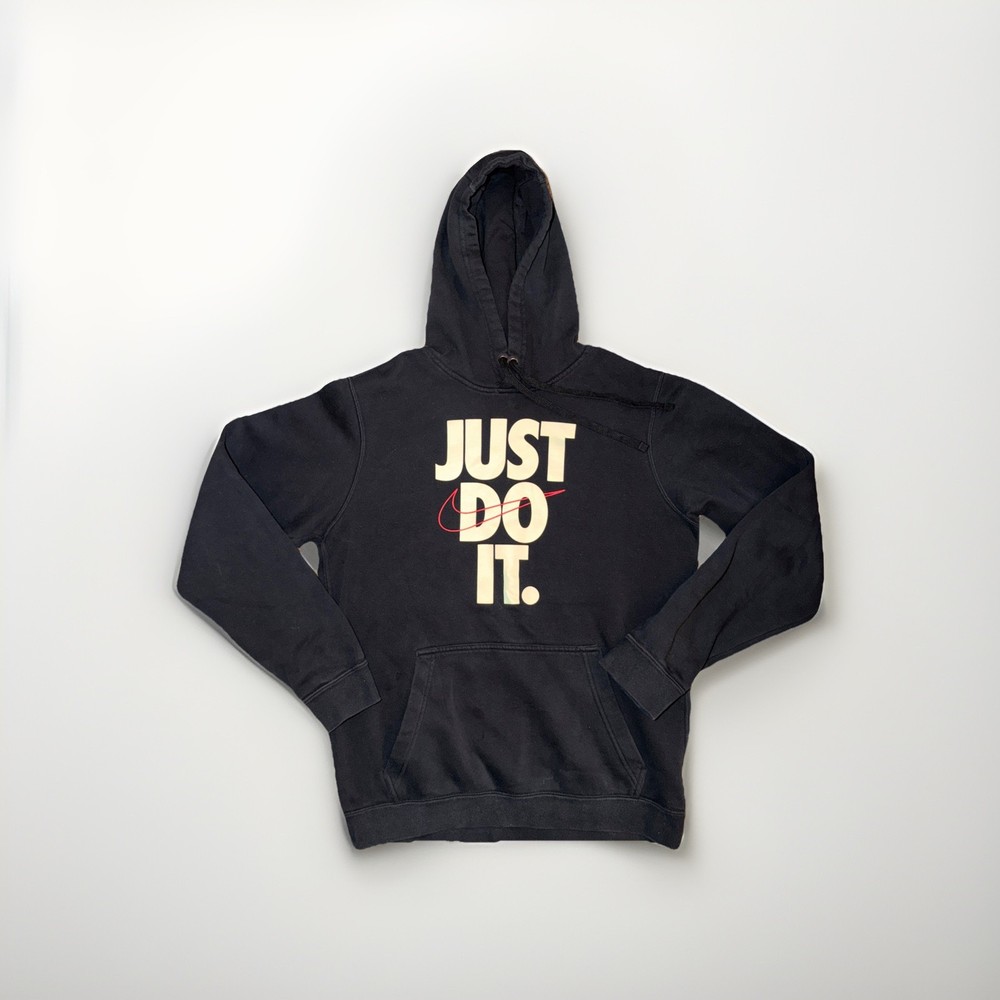 Nike Just Do It Fleece Pull Over Hoodie Sweatshirt Black Men’s Size Small
