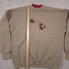 Fruit of the Loom Sweatshirt Womens XL Embroidered Leaf Acorn Fall Pullover Crew