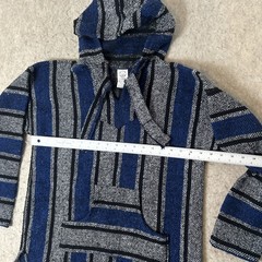 Artesanias Mexican Blue And Black Baja Hoodie Pullover Size Medium