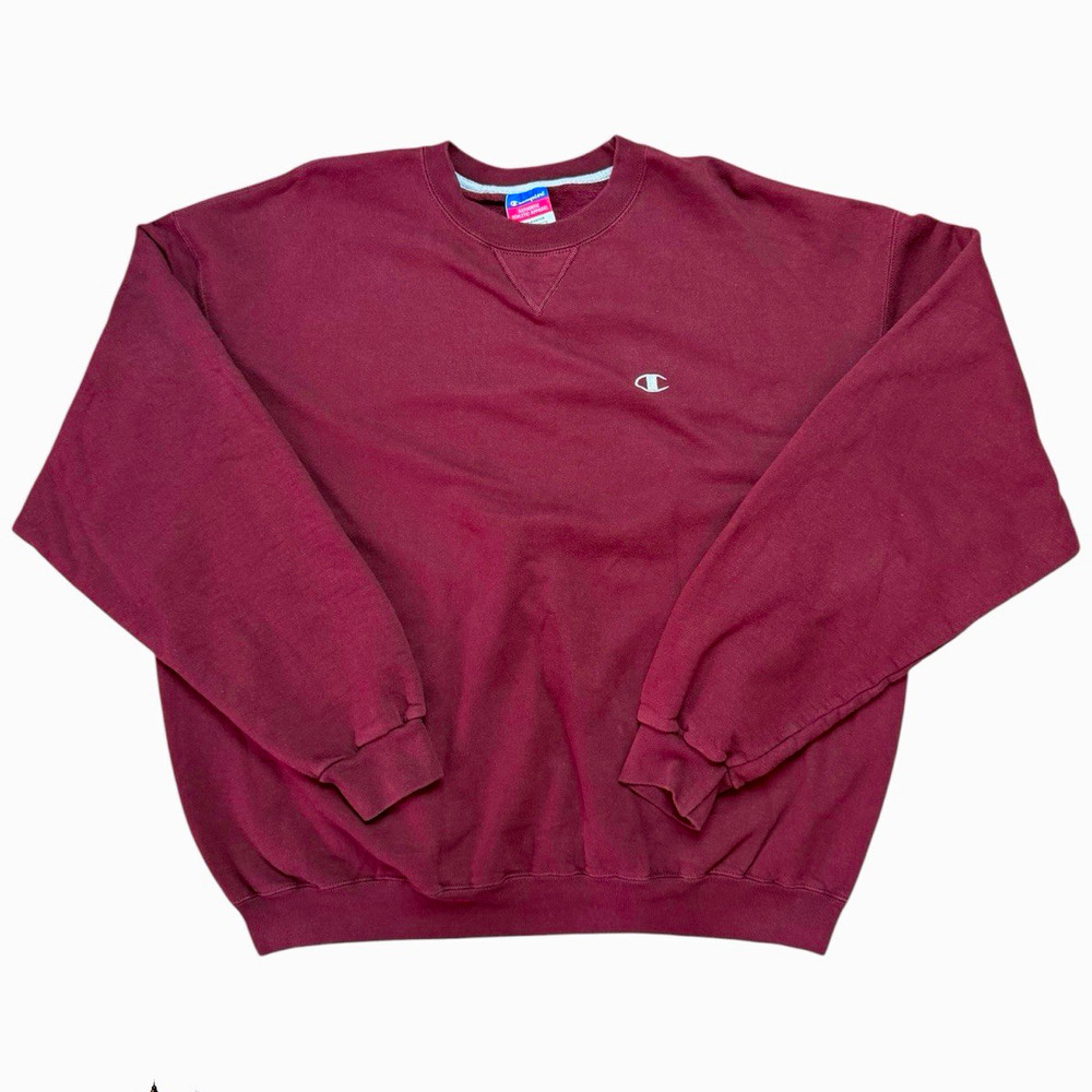 Champion Men’s XL Burgundy Crewneck Pullover Sweatshirt Logo Solid Long Sleeve