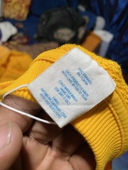 Eric Emanuel Men’s Yellow Crewneck Pullover Fleece Logo Sweatshirt Pockets S