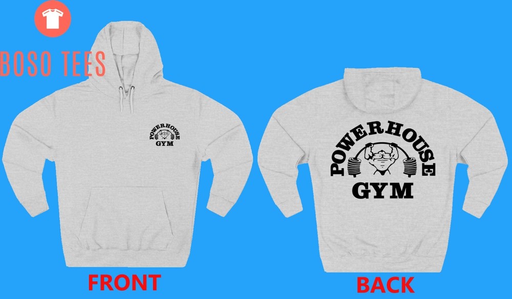 Powerhouse Gym Red Men Grey Hoodie Sweatshirt Size S-3XL