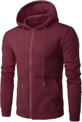 Men’s X-Large Maroon Full Zip Fleece Hooded Sweat Jacket
