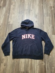 Nike Hoodie Mens XL Navy Blue Athletic Dept Pullover Sweatshirt Spell Out Logo