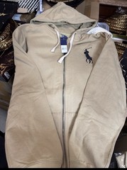 Polo Ralph Lauren Beige Full Zip Fleece Hoodie Big Pony Logo Men’s XXXL