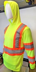 Class 3 Long Sleeve Safety Shirt With Hoodie, Polyester Birdeye mesh