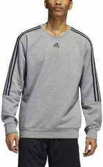 Adidas Men’s 3-Stripe Fleece Crew Neck Sweatshirt Black H09271 Variety Sizes