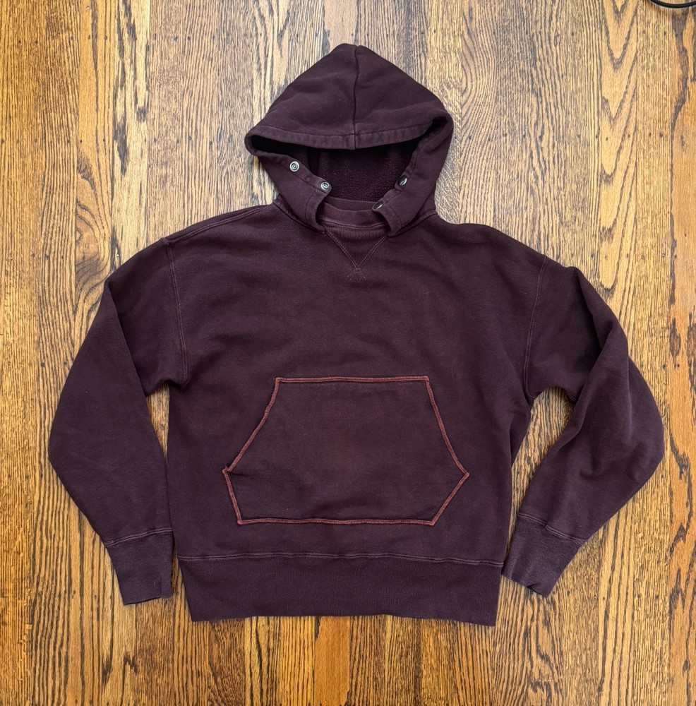 Hellers Cafe x Warehouse Co Hoodie Size 40 S/M Plum Eggplant Made in Japan Rare