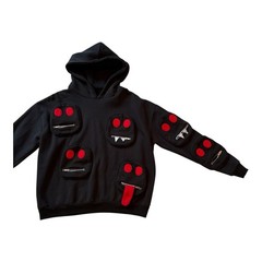 Syckli Black Red Multifaced Pullover Hoodie Men’s Medium US Seller Streetwear