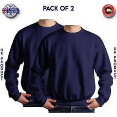 Mens Sweatshirt 2 Pack Heavy Blend Crew Neck Plain Jumper Pullover High Quality