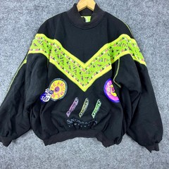 Vintage 90s Umen Cycle & Surf Snowboard Sweatshirt Mens Black Green Reversible