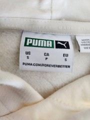 PUMA Logo Colorblock Pullover Fleece Hoodie w/ Pockets White Men Size S