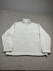 Lacoste Pullover Mens Large Gray Fleece Half Zip Mock Neck 100% Polyester Logo