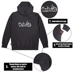 Humboldt Clothing Big Treelogo Embroidered Hoodie Charcoal White Forest Heavywei