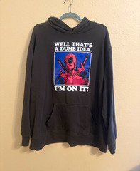Marvel Deadpool Black Graphic Fleece Pullover Hoodie w/ Pockets Big & Tall 3XL