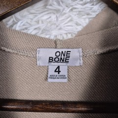 One Bone Mens Sleeveless Hoodie Tan French Terry Curved Hem Size 4 Athleisure