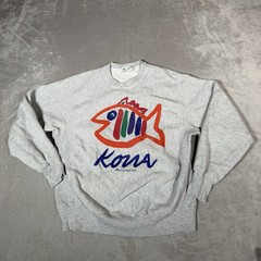 VTG SGT Leisure Sweatshirt Adult Medium Gray Kona Fish Crew Neck Pullover