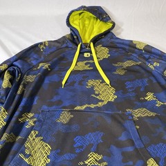 AND1 Basketball Mens XL Blue & Yellow Camo Activewear Pullover Hoodie Sweatshirt