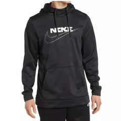 Nike Therma FIT Mens Fleece Gym Fitness Training Pullover Hoodie Black XL