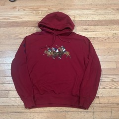 Ralph Lauren Polo Triple-pony Fleece Hoodie Pullover Size Large Burgundy