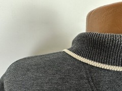 Vintage Grandpa Sweatshirt Mens XL Heather Gray Polo Collar 90s Vaporwave Knit
